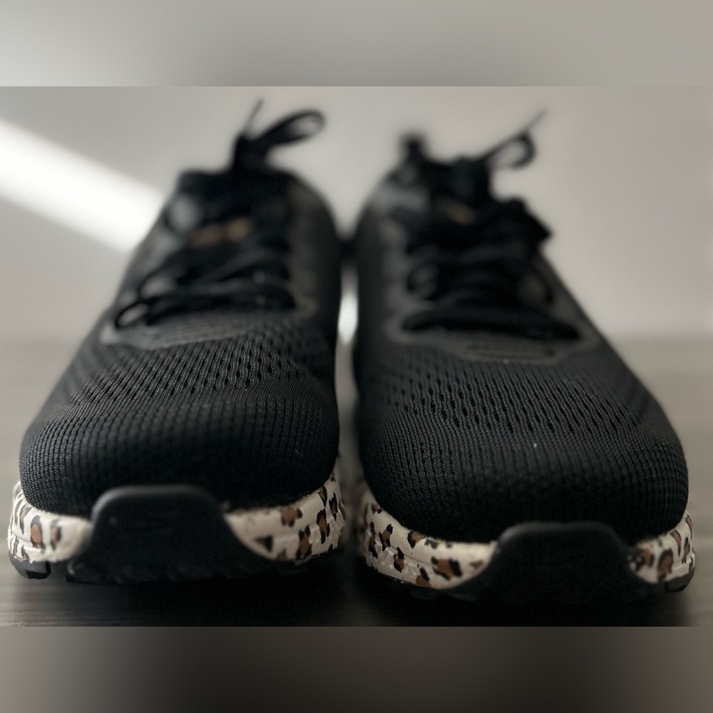 Skechers Black Athletic Sneakers with Leopard-Print Midsole - Picture 3 of 10